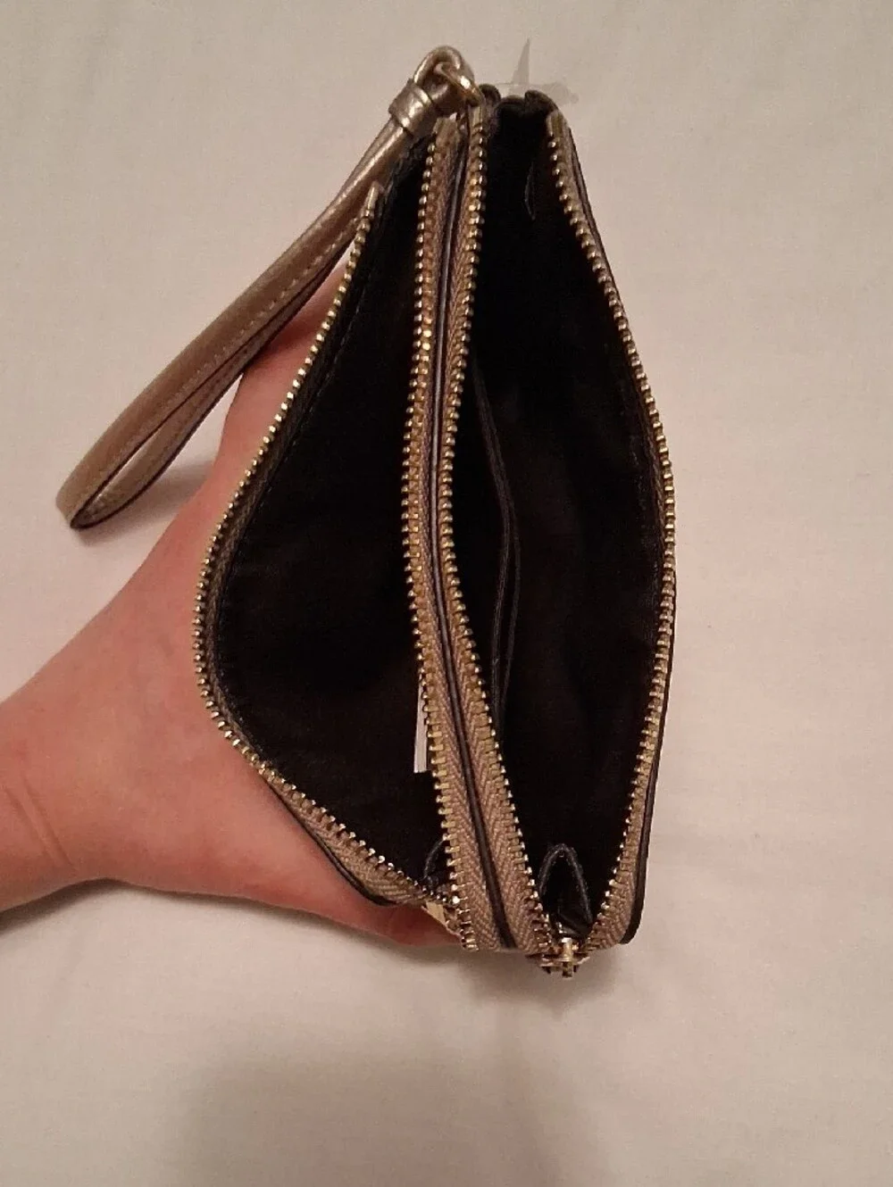 Coach Metallic Gold Leather Wristlet Card & Key Holder BNWT